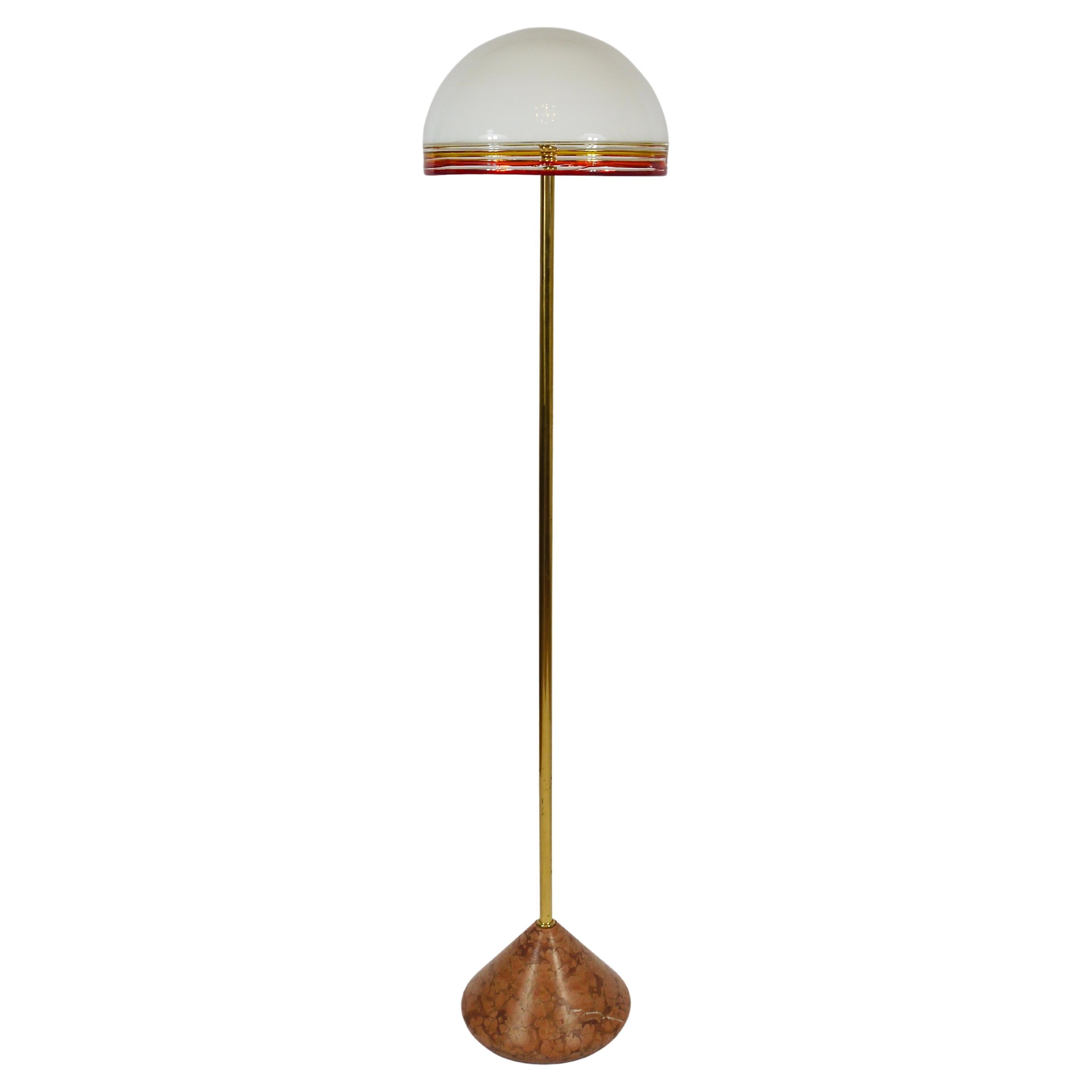 Lampada da terra Roberto Pamio Febo in marmo, ottone e vetro di Murano di Leucos Italy