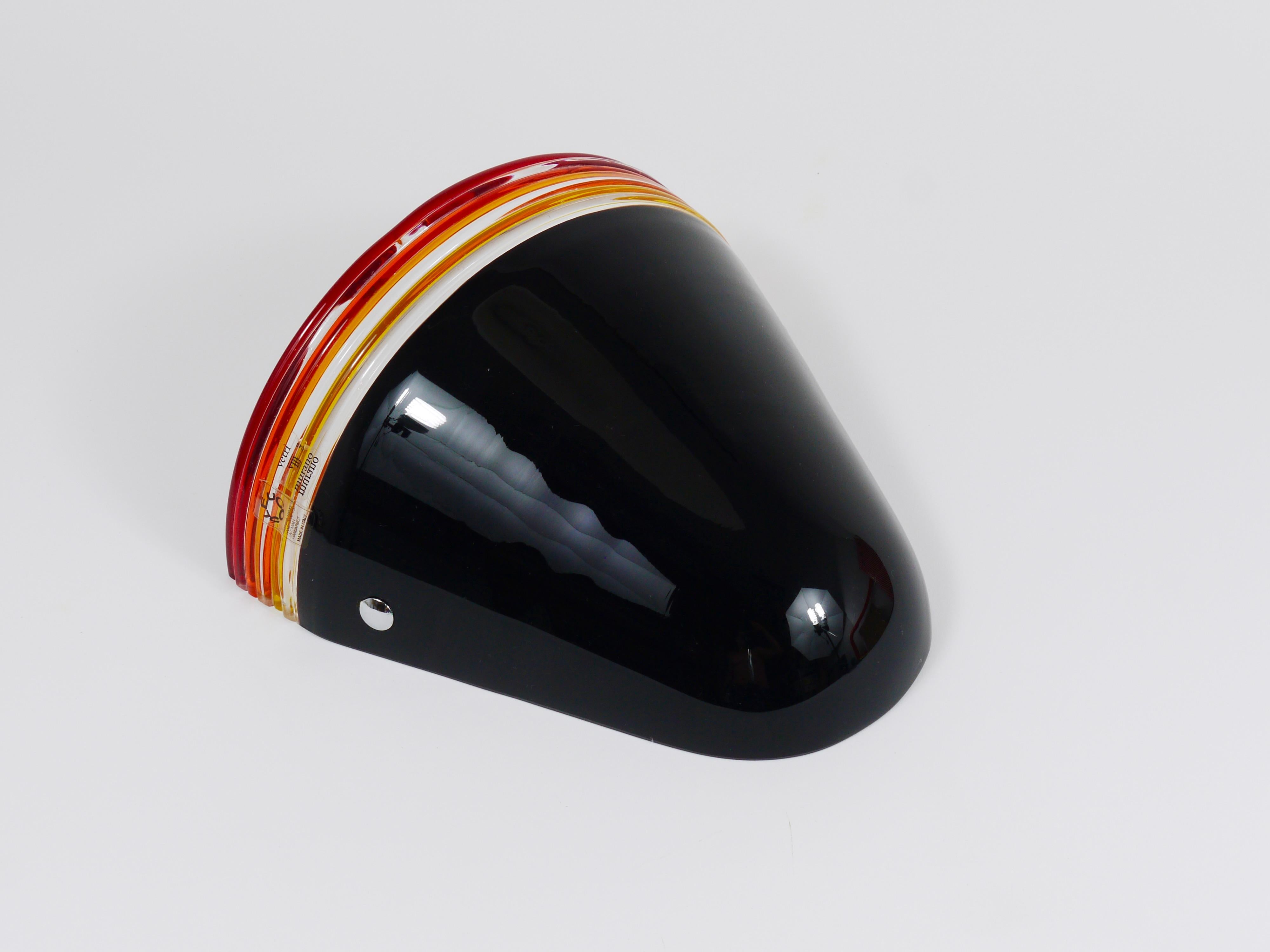 Roberto Pamio Febo Wall Lamp Sconce, Black Murano Glass, Leucos, Italy, 1980s For Sale 9