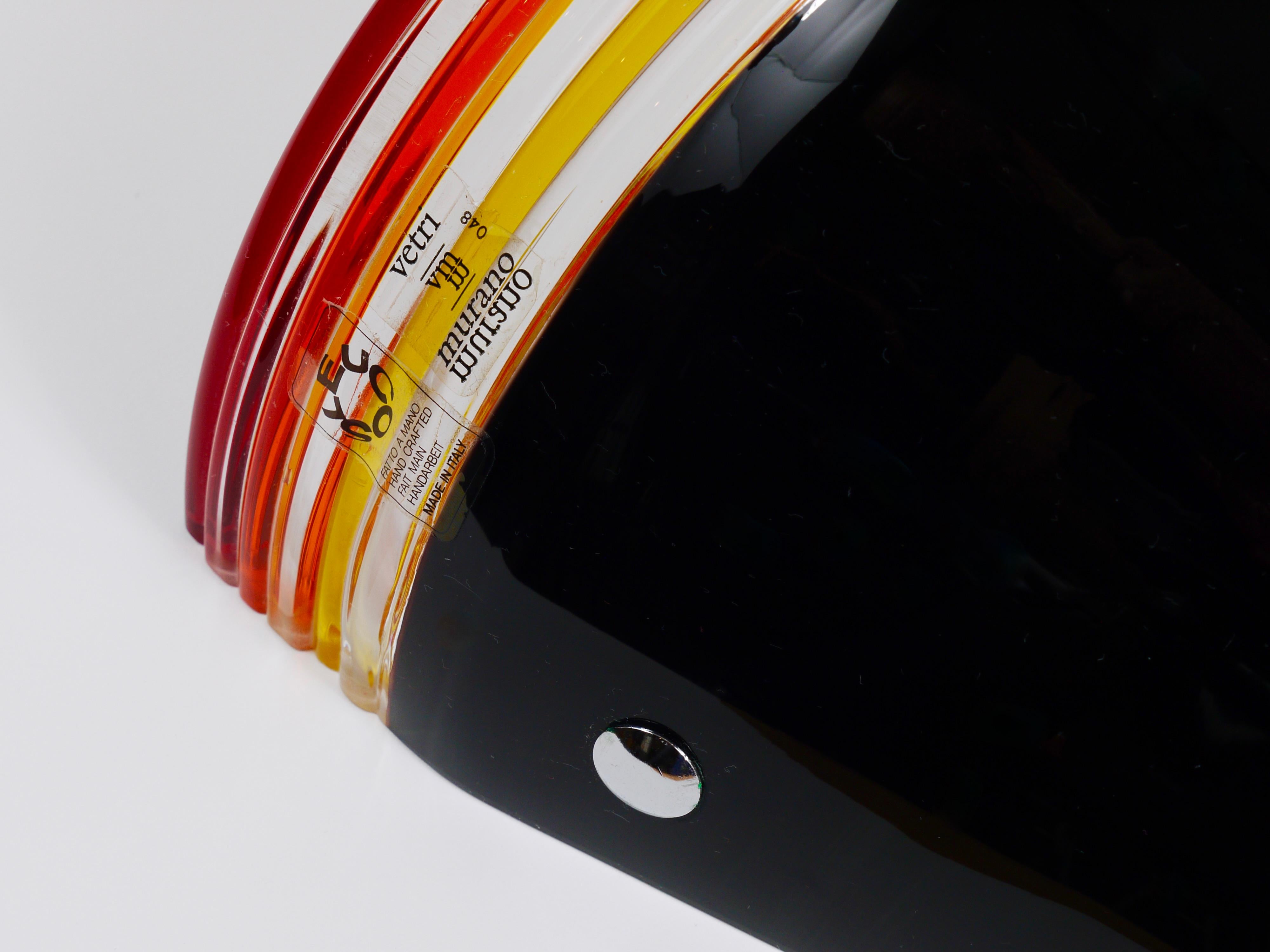 Roberto Pamio Febo Wall Lamp Sconce, Black Murano Glass, Leucos, Italy, 1980s For Sale 1