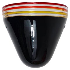 Roberto Pamio Febo Wall Lamp Sconce, Black Murano Glass, Leucos, Italy, 1980s