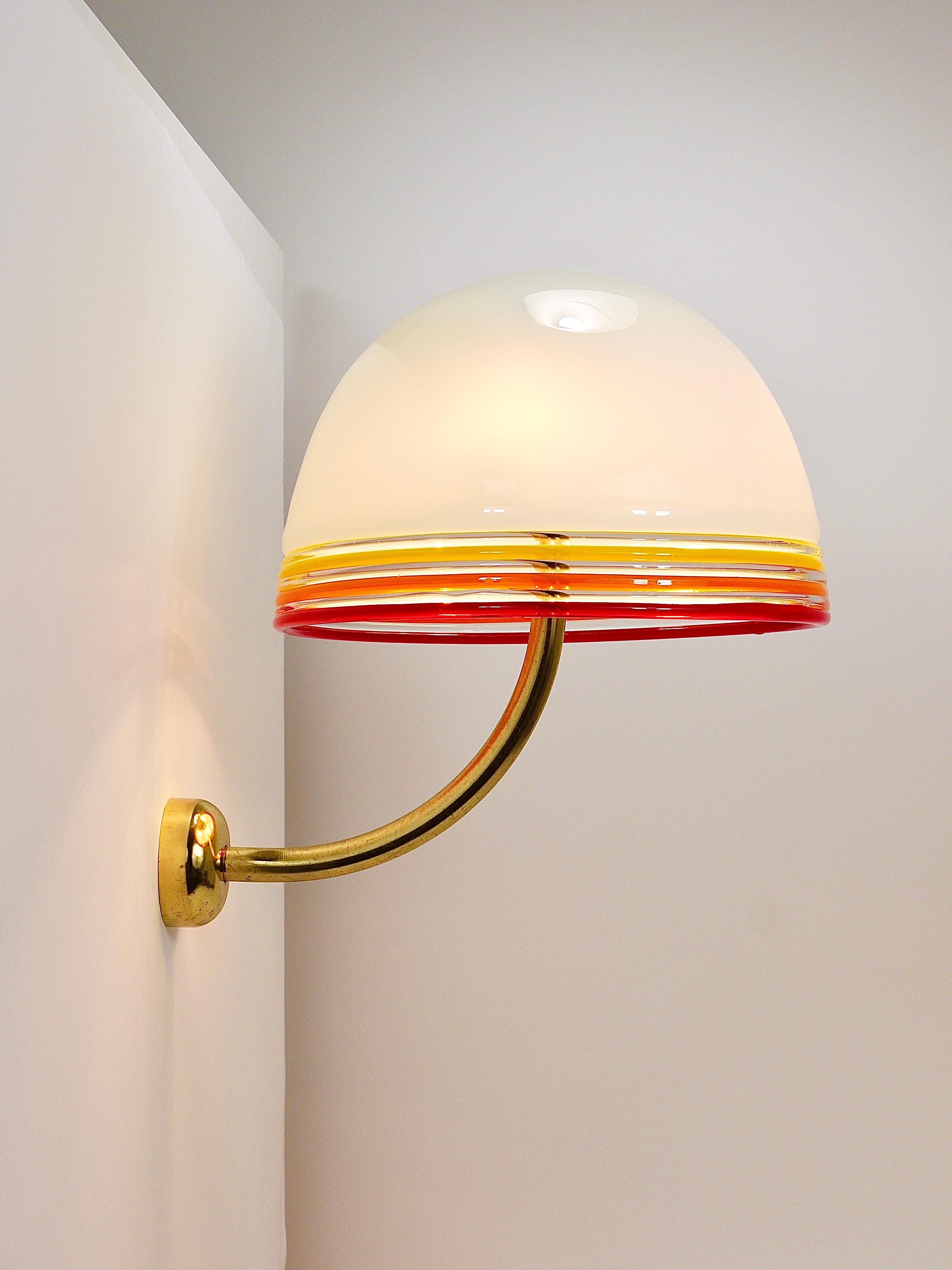 Roberto Pamio Febo Lampade da parete, ottone, vetro di Murano, Leucos, Italia, anni '70 in vendita 3
