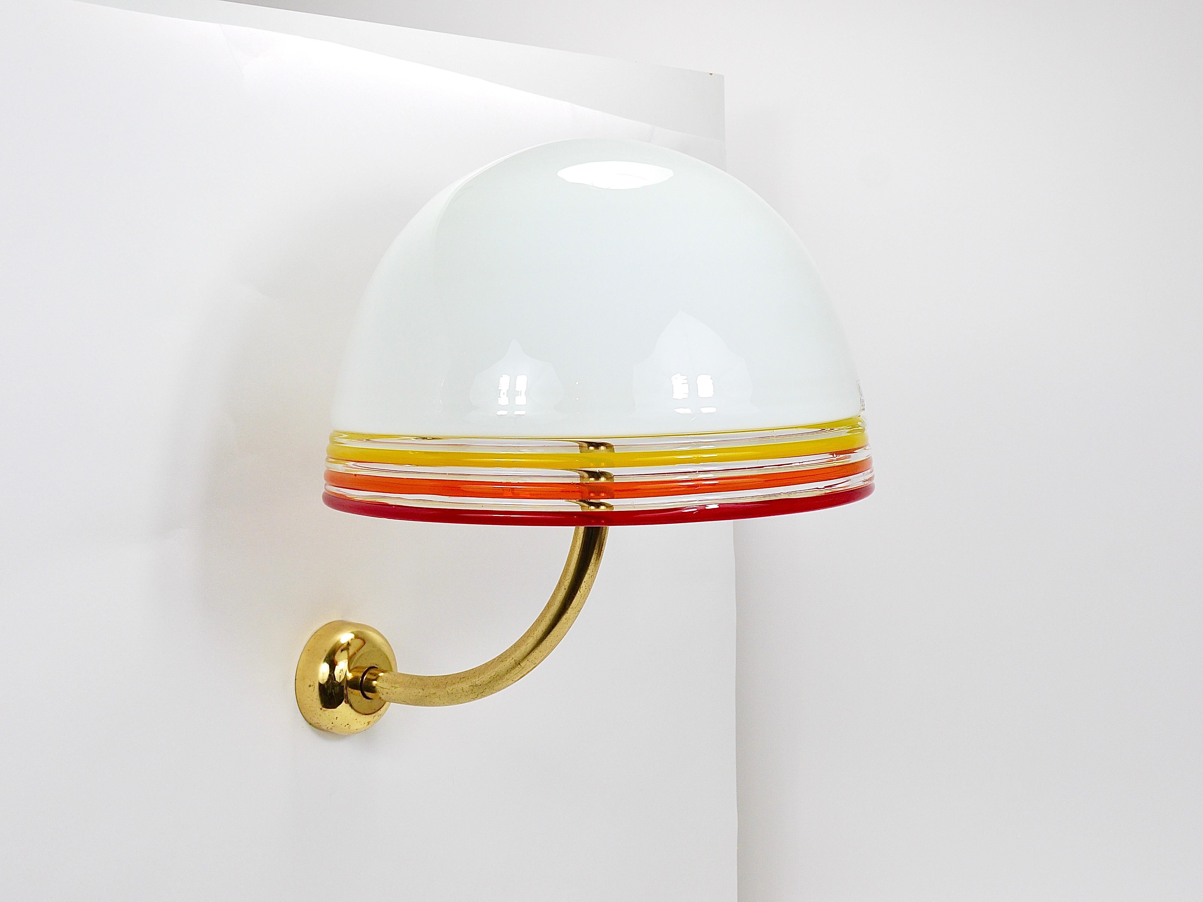 Roberto Pamio Febo Lampade da parete, ottone, vetro di Murano, Leucos, Italia, anni '70 in vendita 6