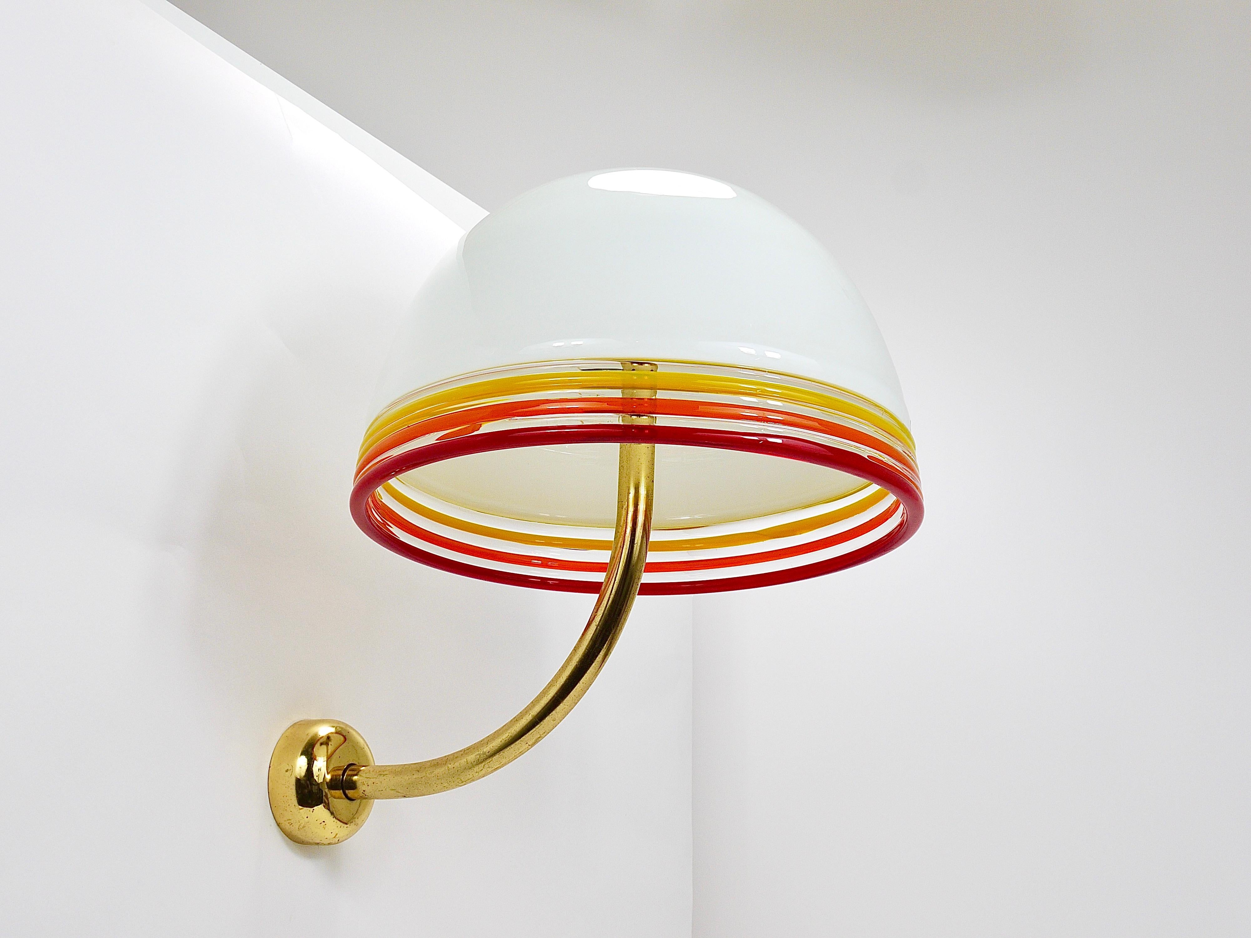 Roberto Pamio Febo Lampade da parete, ottone, vetro di Murano, Leucos, Italia, anni '70 in vendita 7