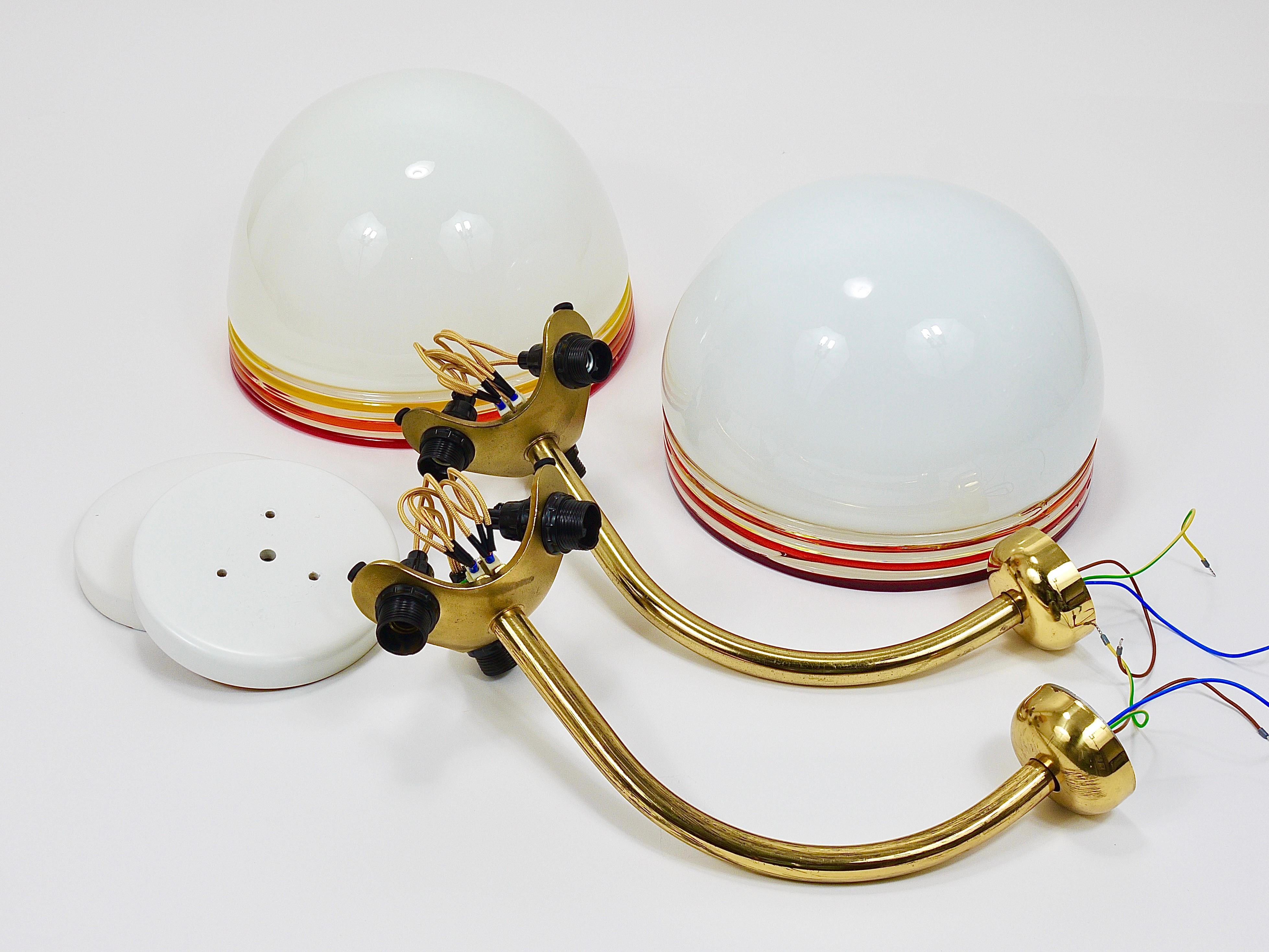 Roberto Pamio Febo Lampade da parete, ottone, vetro di Murano, Leucos, Italia, anni '70 in vendita 12