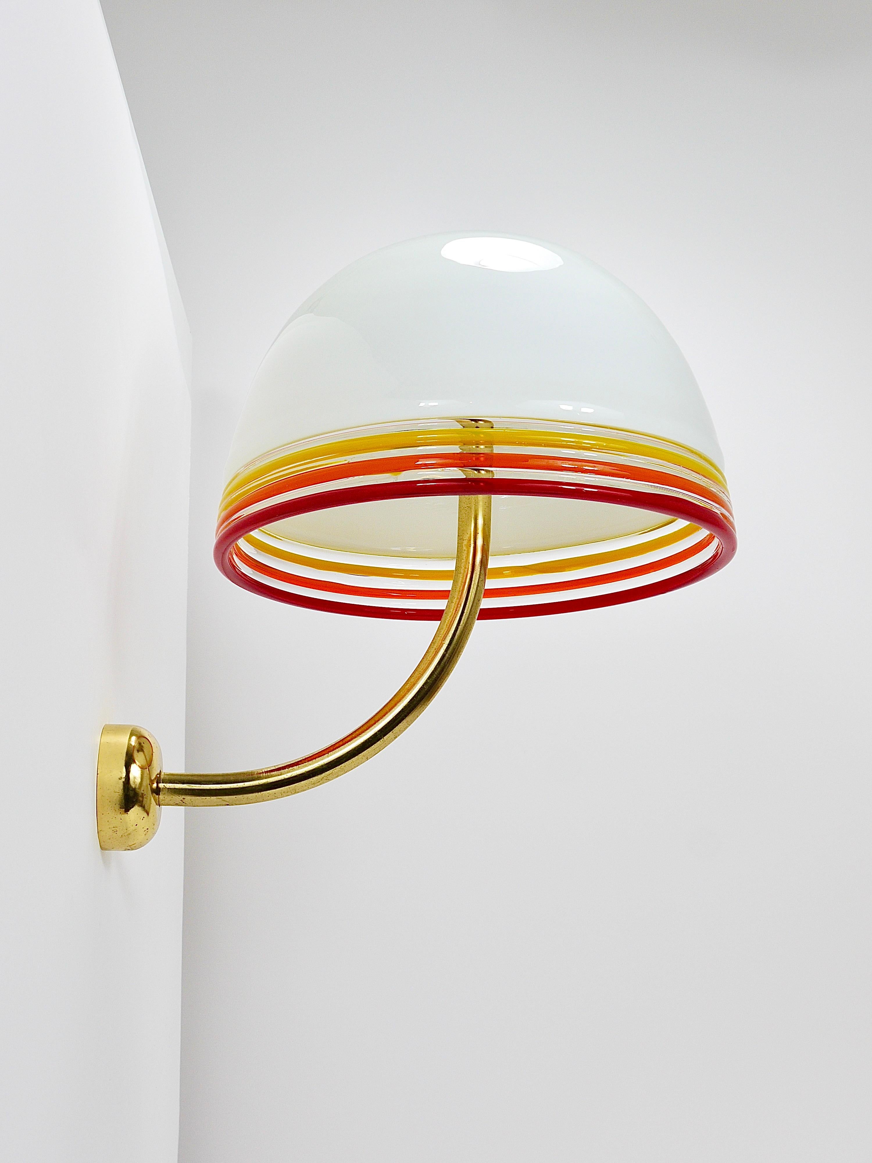 Italiano Roberto Pamio Febo Lampade da parete, ottone, vetro di Murano, Leucos, Italia, anni '70 in vendita
