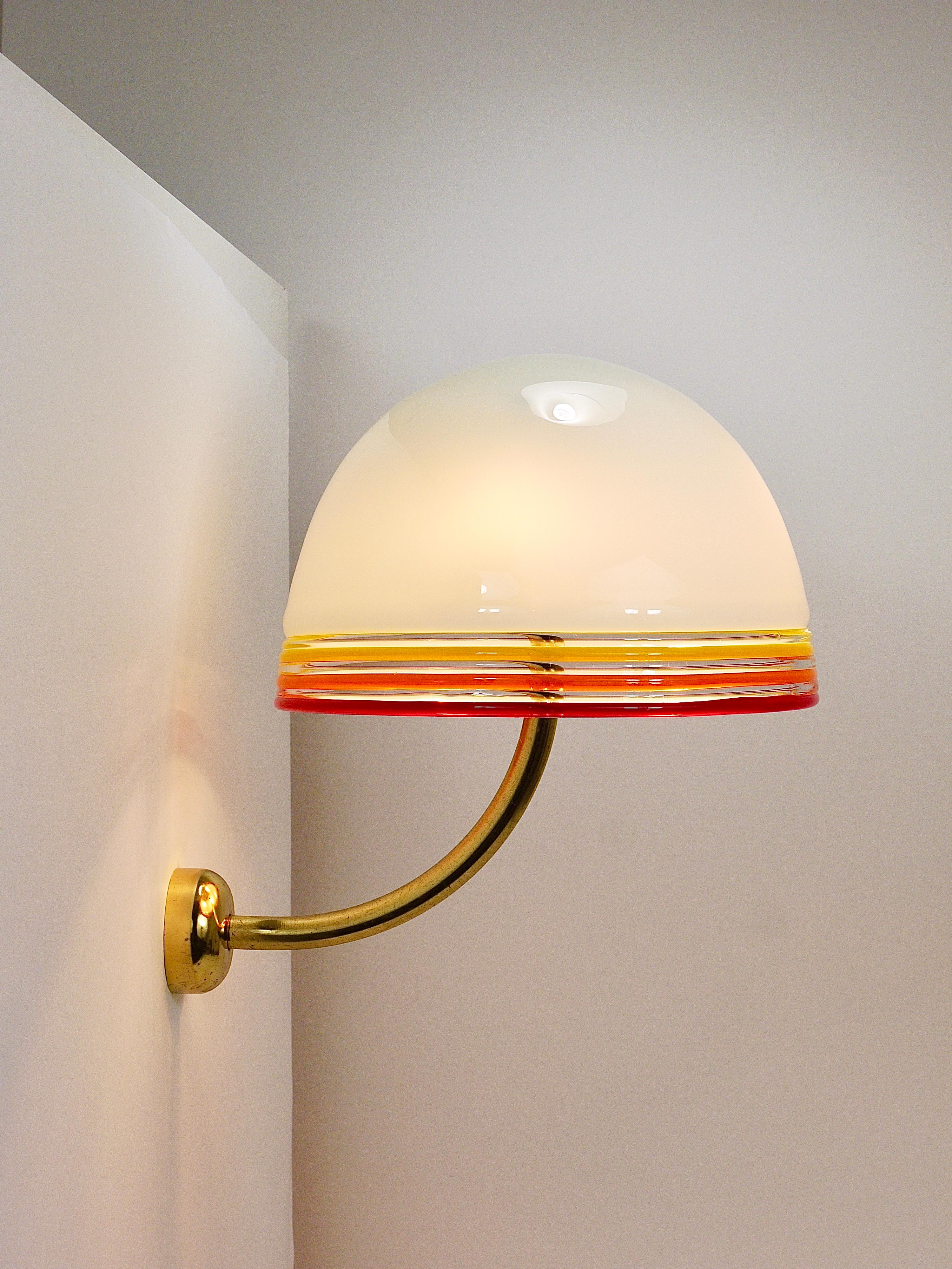 XX secolo Roberto Pamio Febo Lampade da parete, ottone, vetro di Murano, Leucos, Italia, anni '70 in vendita