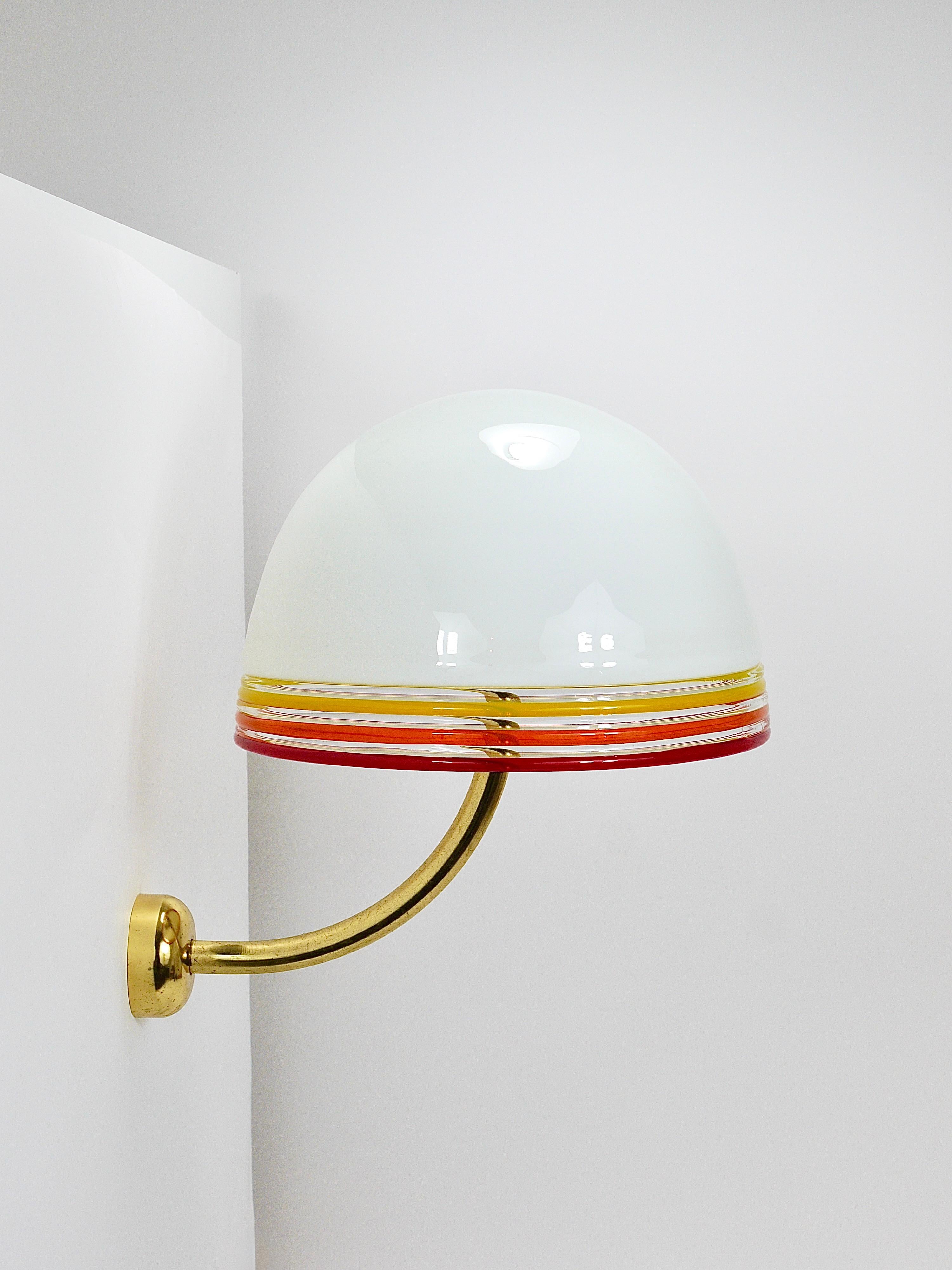 Ottone Roberto Pamio Febo Lampade da parete, ottone, vetro di Murano, Leucos, Italia, anni '70 in vendita