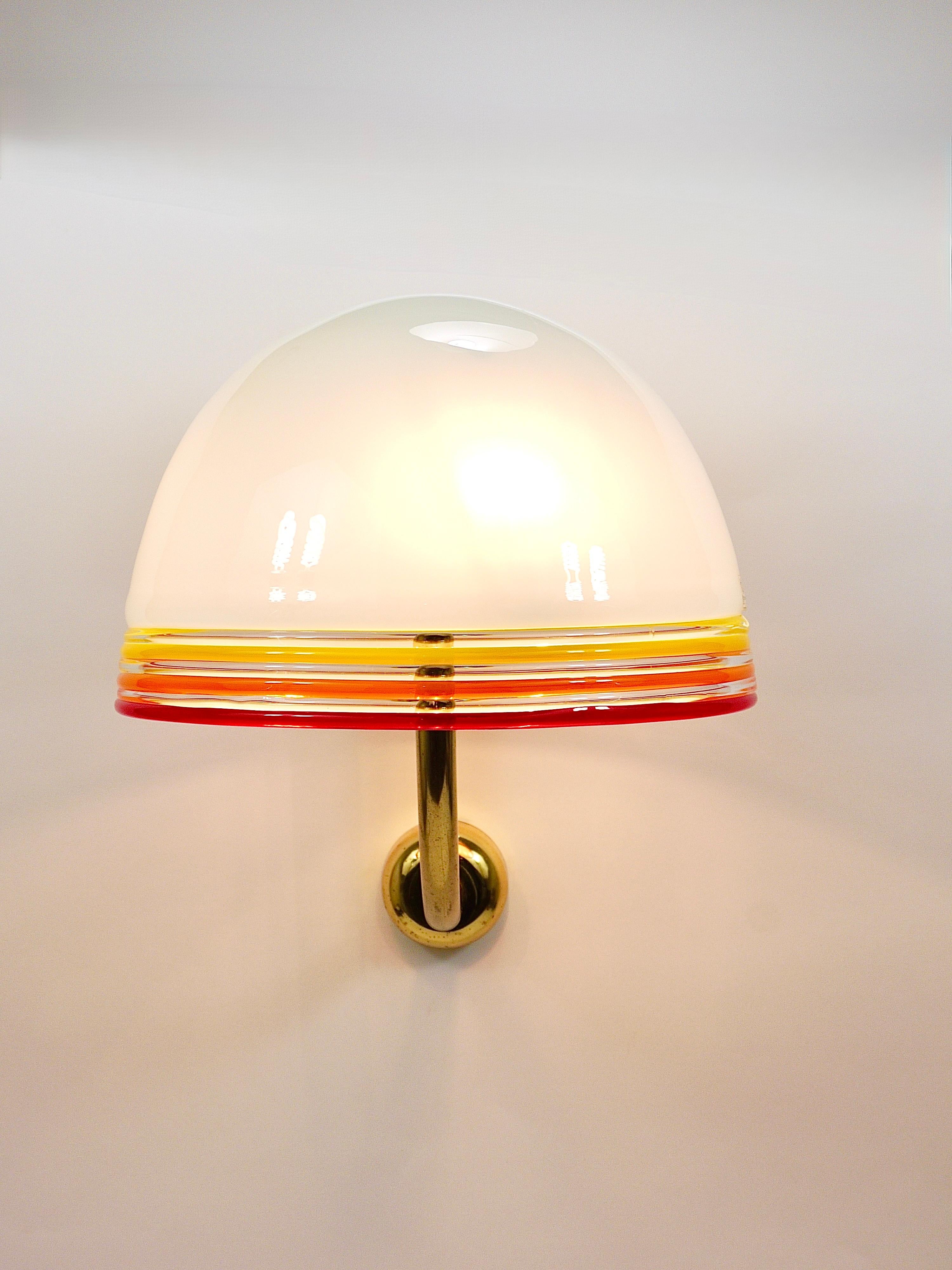 Roberto Pamio Febo Lampade da parete, ottone, vetro di Murano, Leucos, Italia, anni '70 in vendita 1