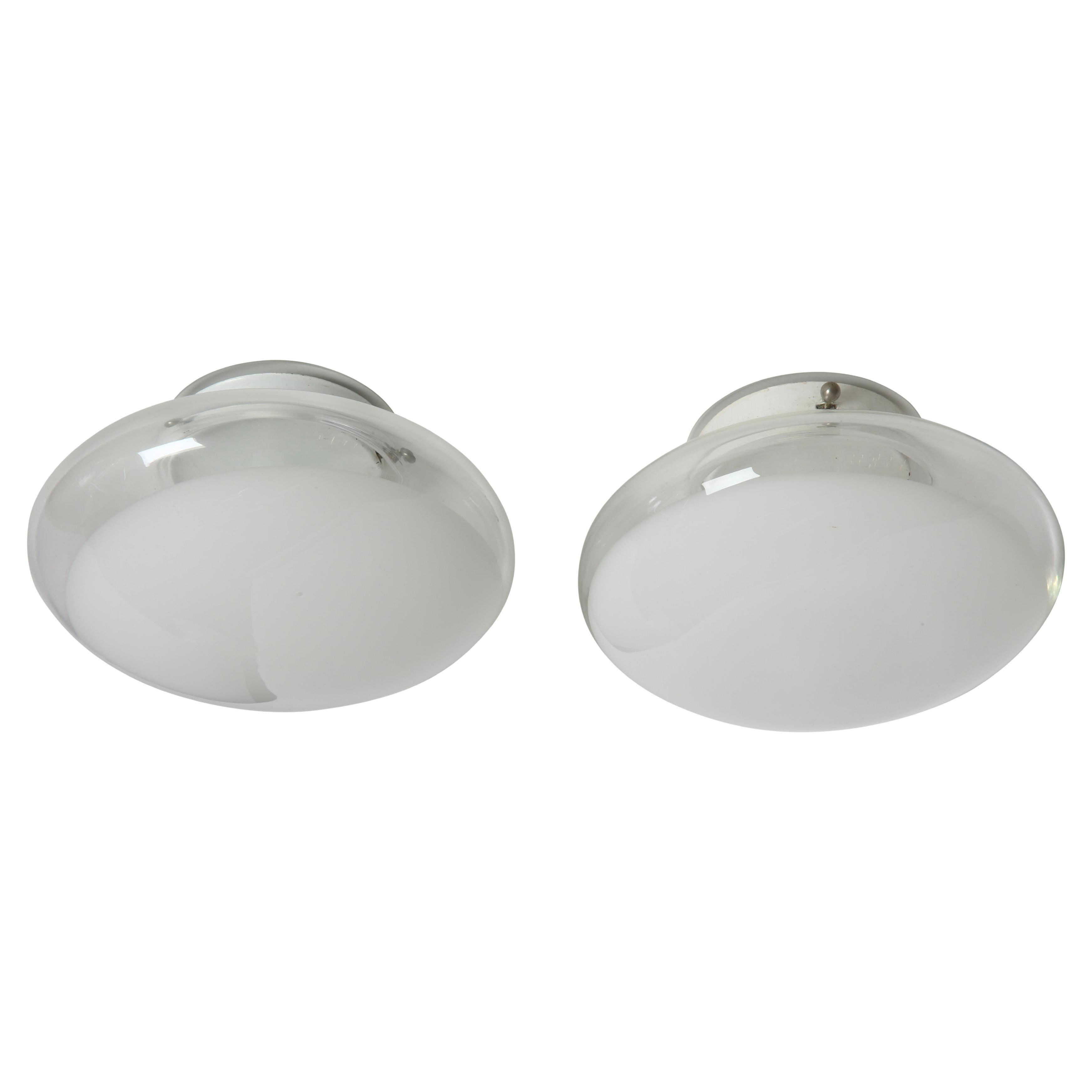 Roberto Pamio for Leucos Flush Mounts Ceiling or Wall Lights, a Pair For Sale