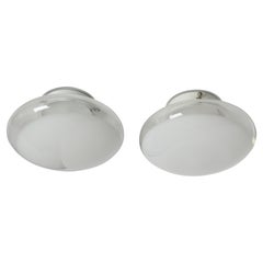 Roberto Pamio for Leucos Flush Mounts Ceiling or Wall Lights, a Pair