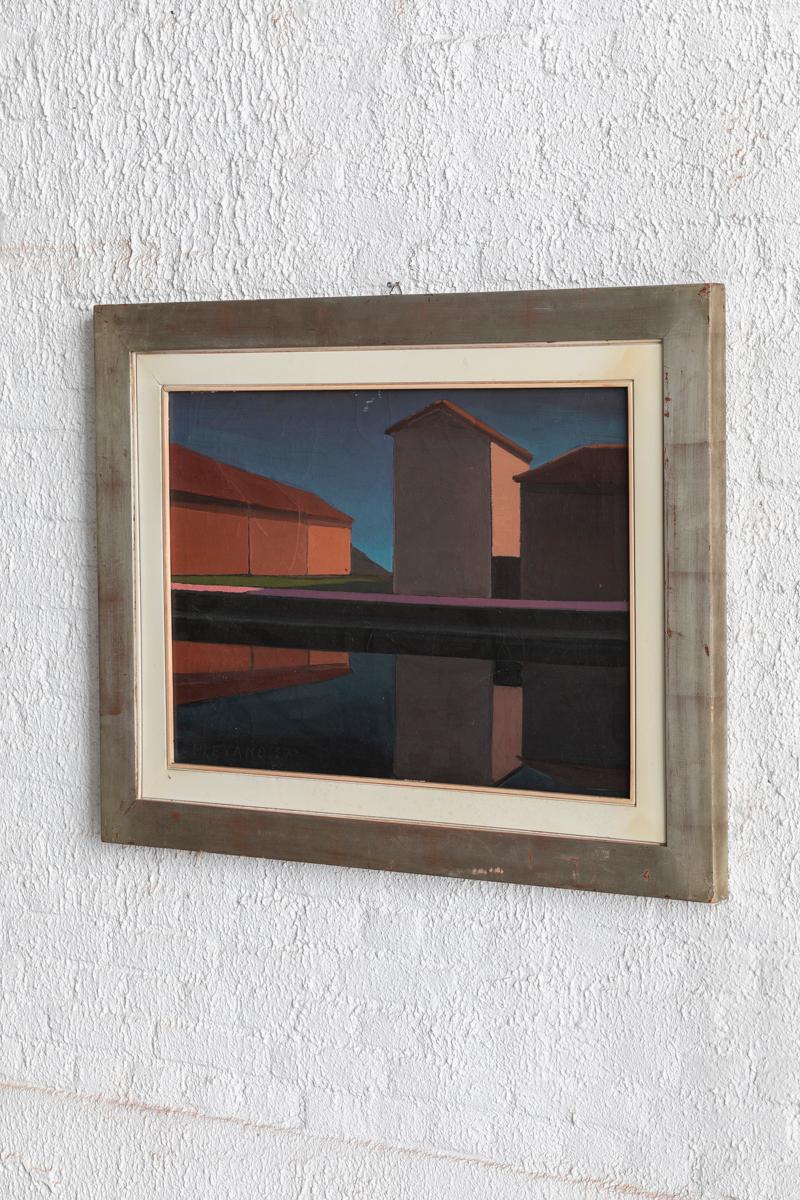 Roberto Plevano Painting ‘Il Naviglio Grande, Corsico’, Italy, 1977 For Sale 3