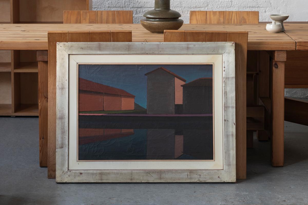 Modern Roberto Plevano Painting ‘Il Naviglio Grande, Corsico’, Italy, 1977 For Sale