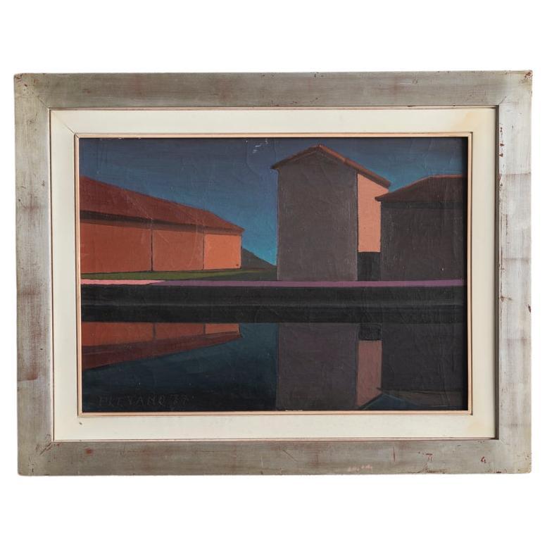 Roberto Plevano Painting ‘Il Naviglio Grande, Corsico’, Italy, 1977 For Sale