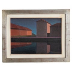 Roberto Plevano Painting ‘Il Naviglio Grande, Corsico’, Italy, 1977