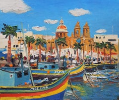 Malta Valletta harbour, Painting, Oil on Canvas