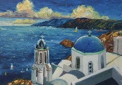 View of Santorini, Painting, Oil on Canvas