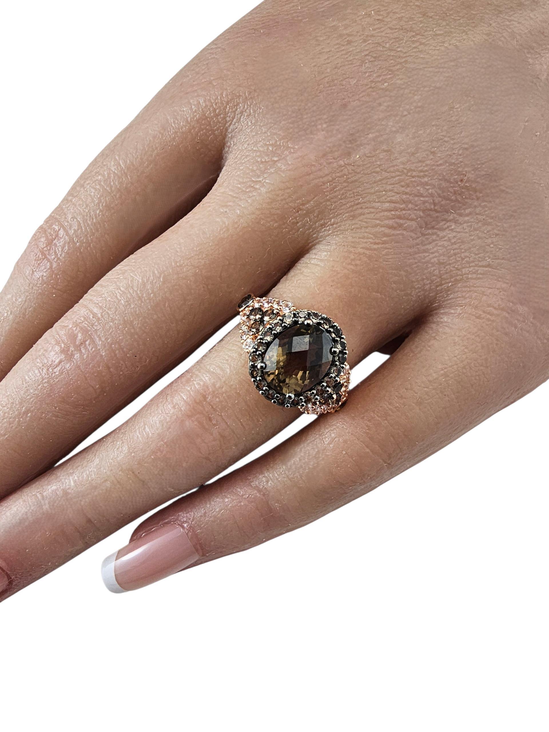 Roberto Ricci 14K Rose Gold Rauchquarz und Diamant Ring Größe 7 #23972 im Angebot 4