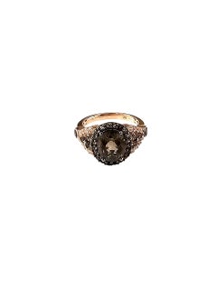 Roberto Ricci 14K Rose Gold Rauchquarz und Diamant Ring Größe 7 #23972