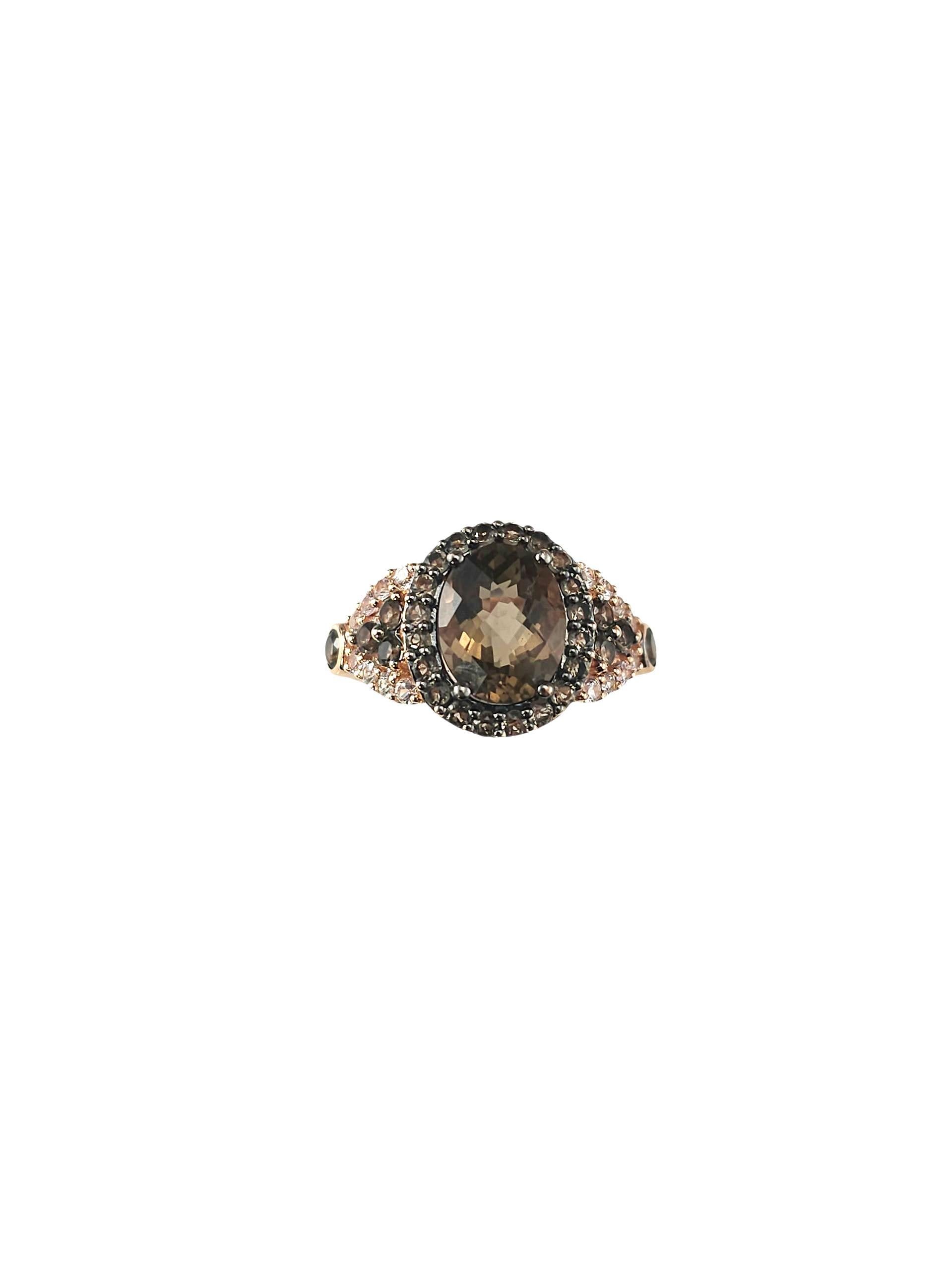 Roberto Ricci 14K Rose Gold Rauchquarz und Diamant Ring Größe 7 #23972 (Zeitgenössisch) im Angebot