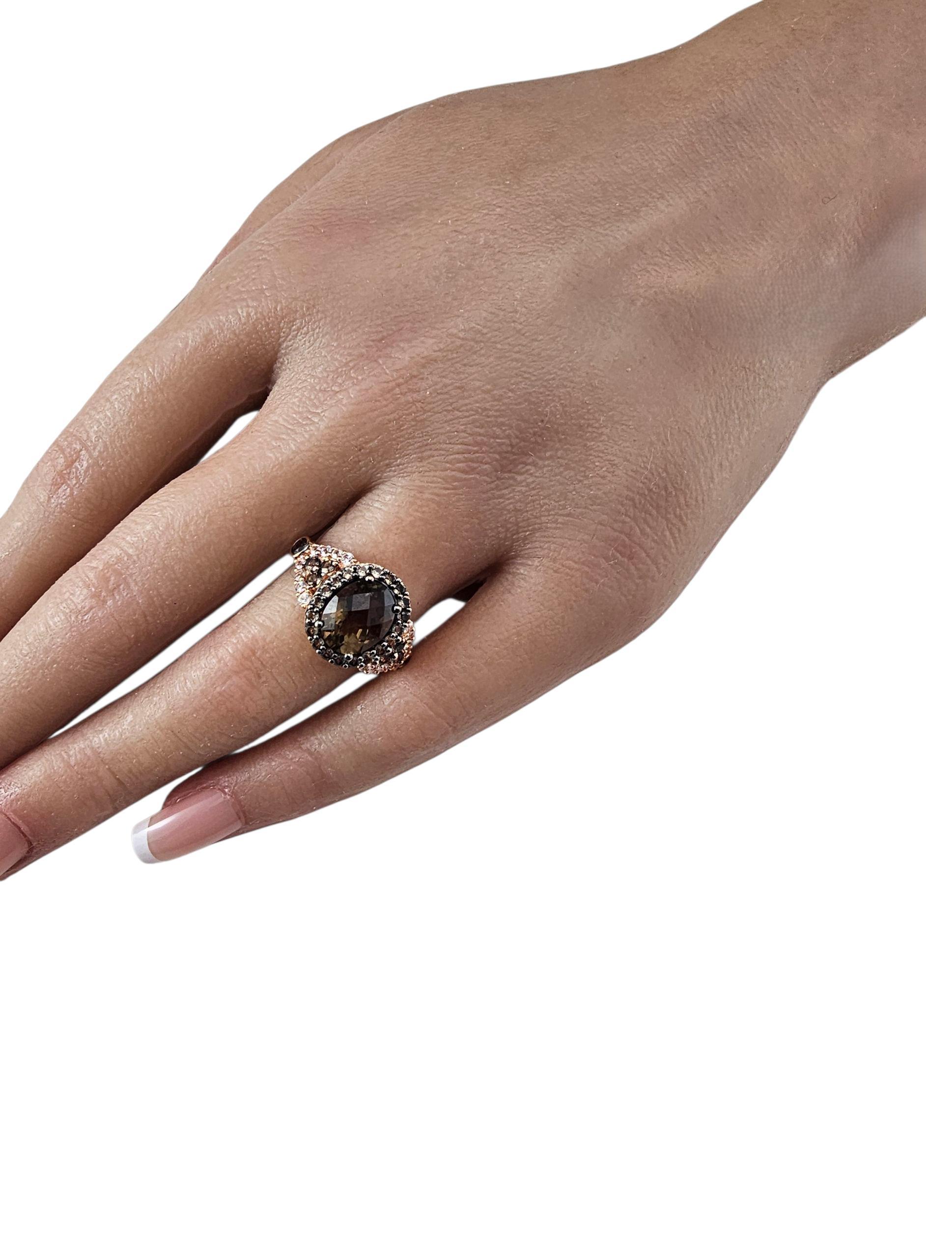 Roberto Ricci 14K Rose Gold Rauchquarz und Diamant Ring Größe 7 #23972 im Angebot 3