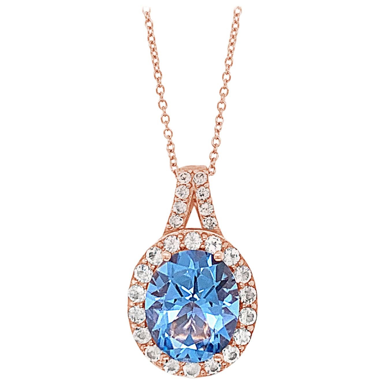 Roberto Ricci Pendant, Ocean Blue Topaz Vanilla Topaz, Strawberry Gold