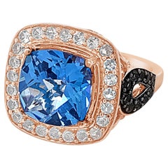 Roberto Ricci Ring, Blue Topaz, White Topaz, Chocolate Quartz, 14K Rose Gold