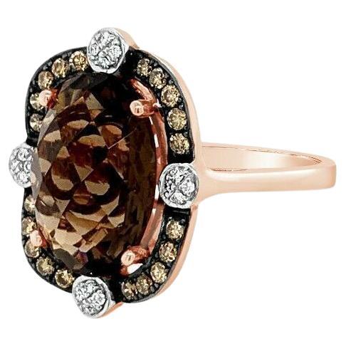 Roberto Ricci Bague en or rose 14 carats, quartz chocolat, diamants vanille et diamants