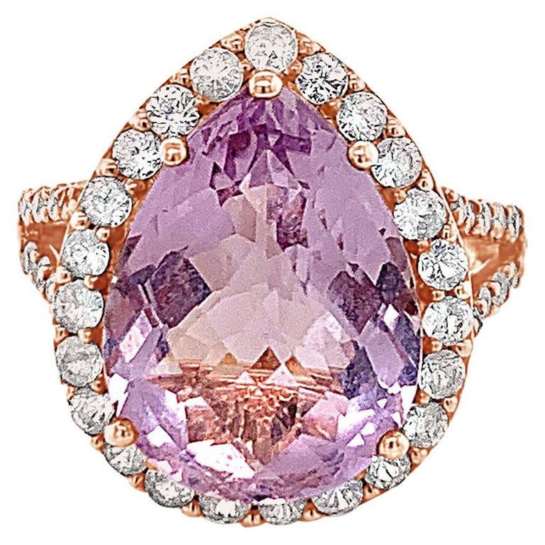 Roberto Ricci Ring, Pink Amethyst White Sapphire Set in 14 Karat Strawberry Gold For Sale