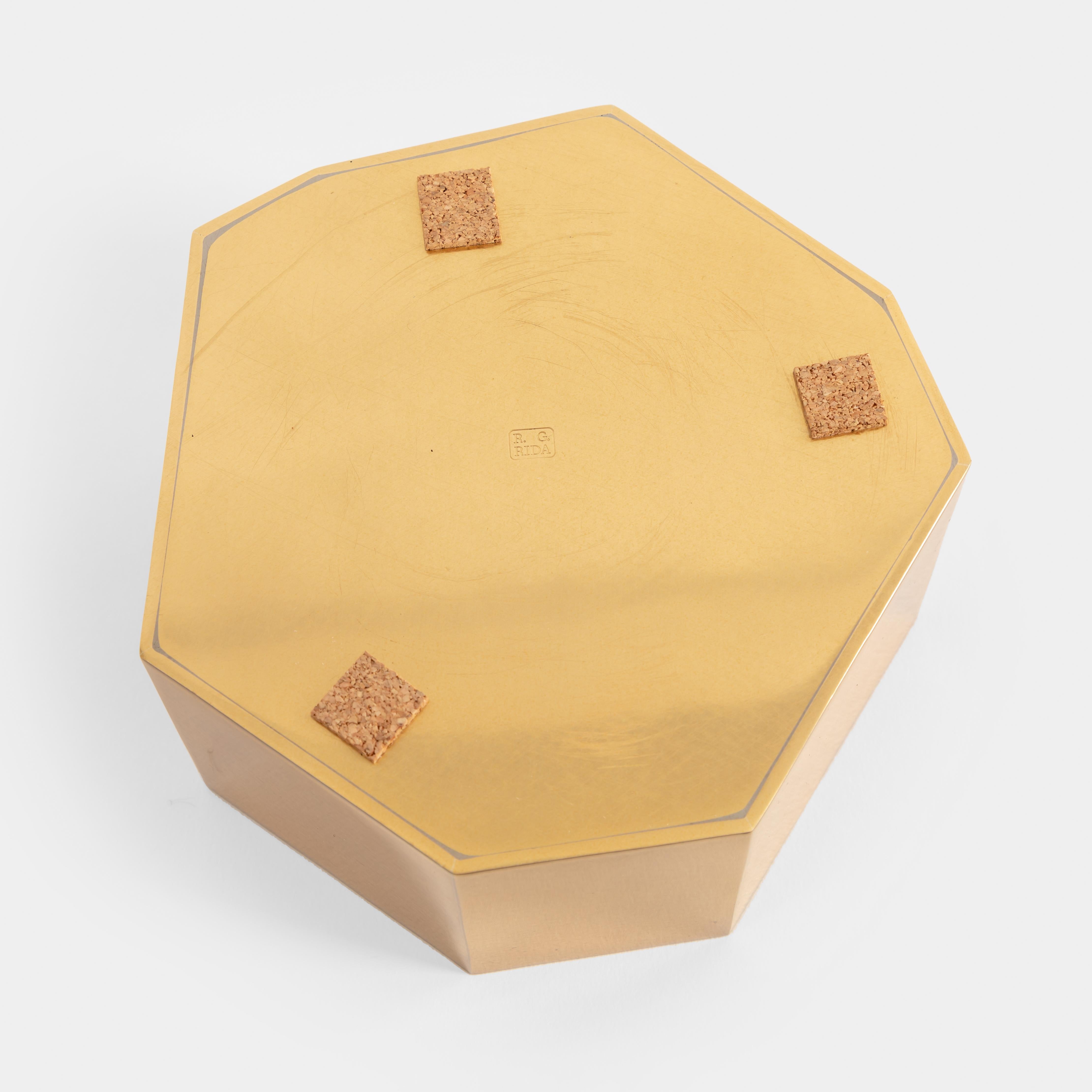 Poli Grande boîte en verre de Murano en ambre « Diamante » Roberto Rida en vente