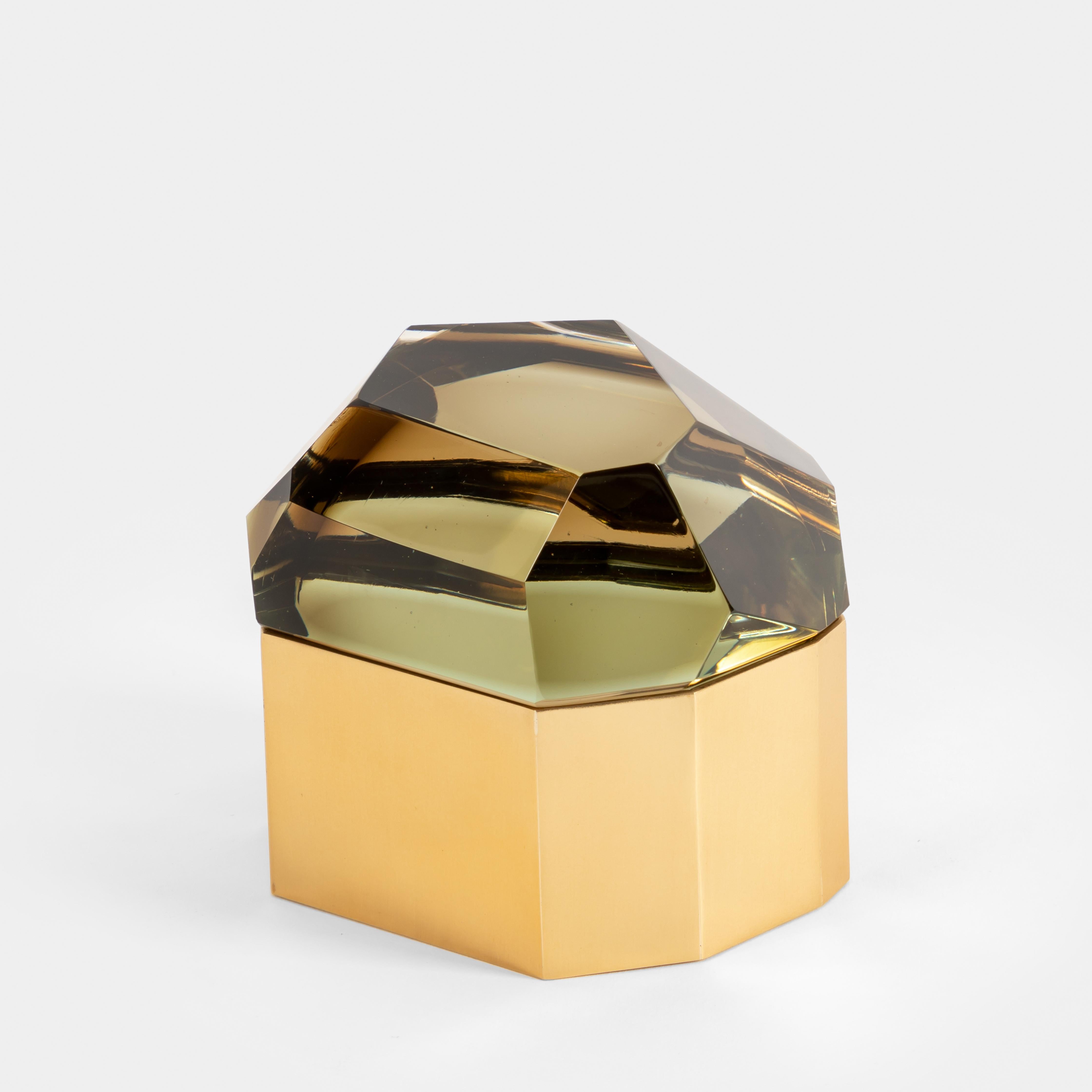 italien Grande boîte en verre de Murano « Diamante » de Roberto Rida en vente