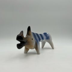 Roberto Rigon Ceramic Figurine 'Rhino' 1970s Artistic Sculpture Made in Italy