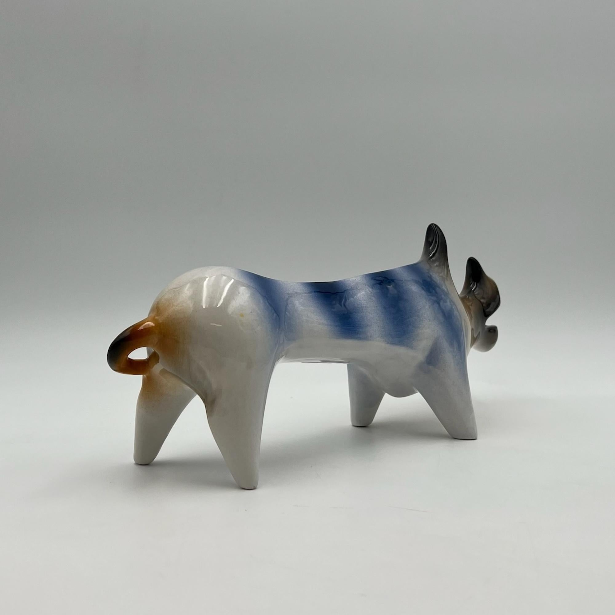 Fin du 20e siècle Figurine en céramique « Rhino » de Roberto Rigon, sculpture artistique fabriquée en Italie, années 1970 en vente