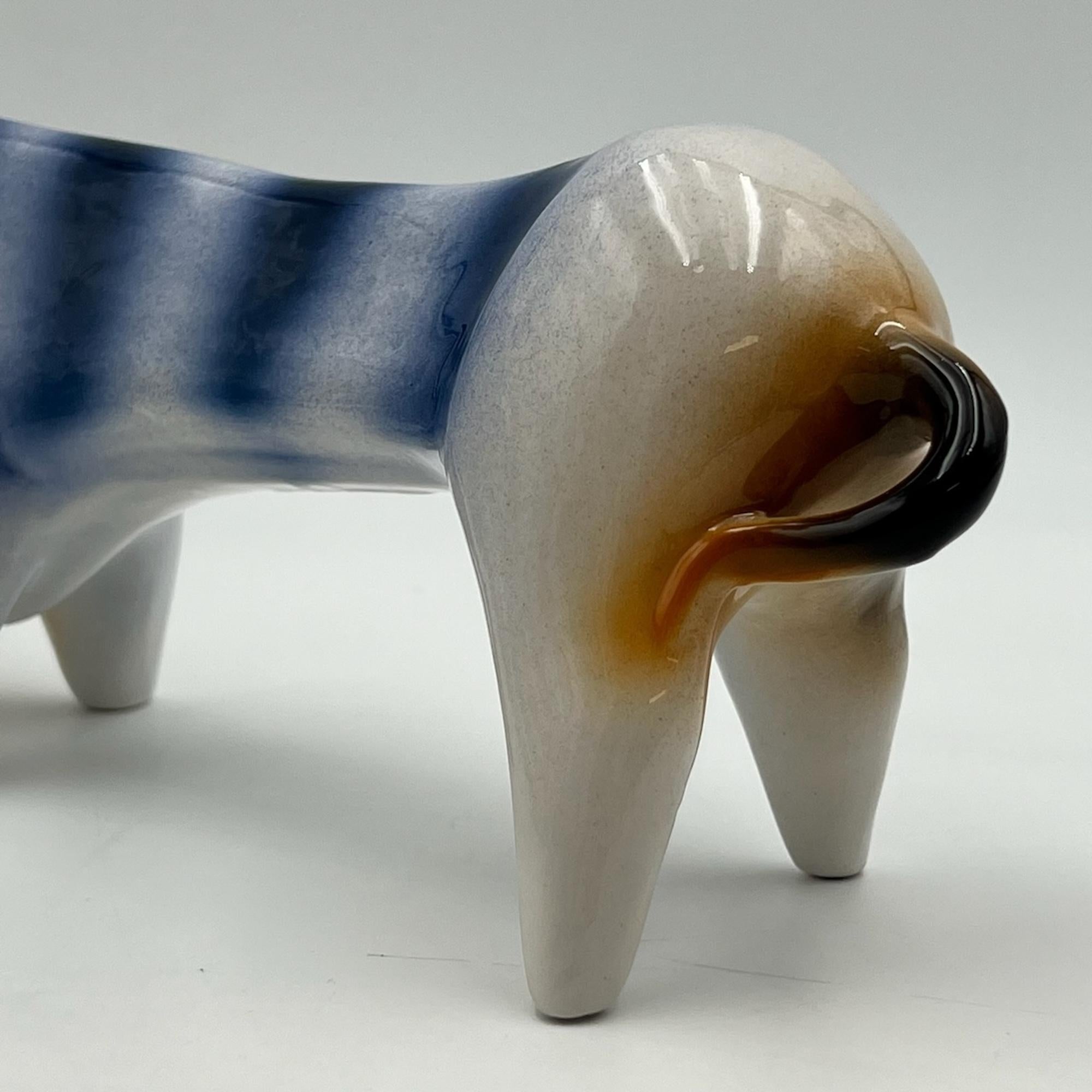 Figurine en céramique « Rhino » de Roberto Rigon, sculpture artistique fabriquée en Italie, années 1970 en vente 2