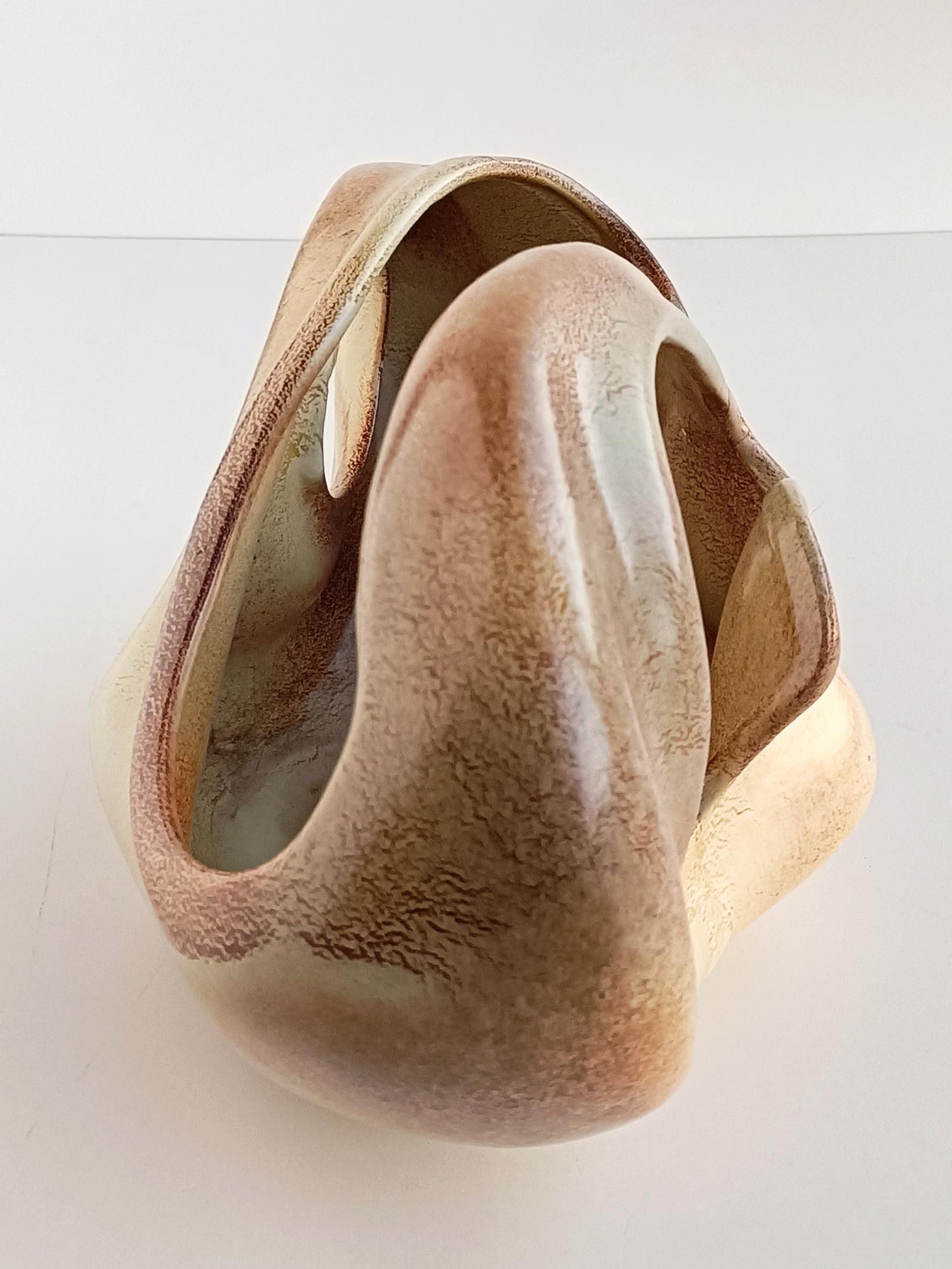 Mid Century Roberto Rigon for Bertoncello Sculptural Vintage Signed Vase, 1960s In Good Condition For Sale In VALENCIA, ES