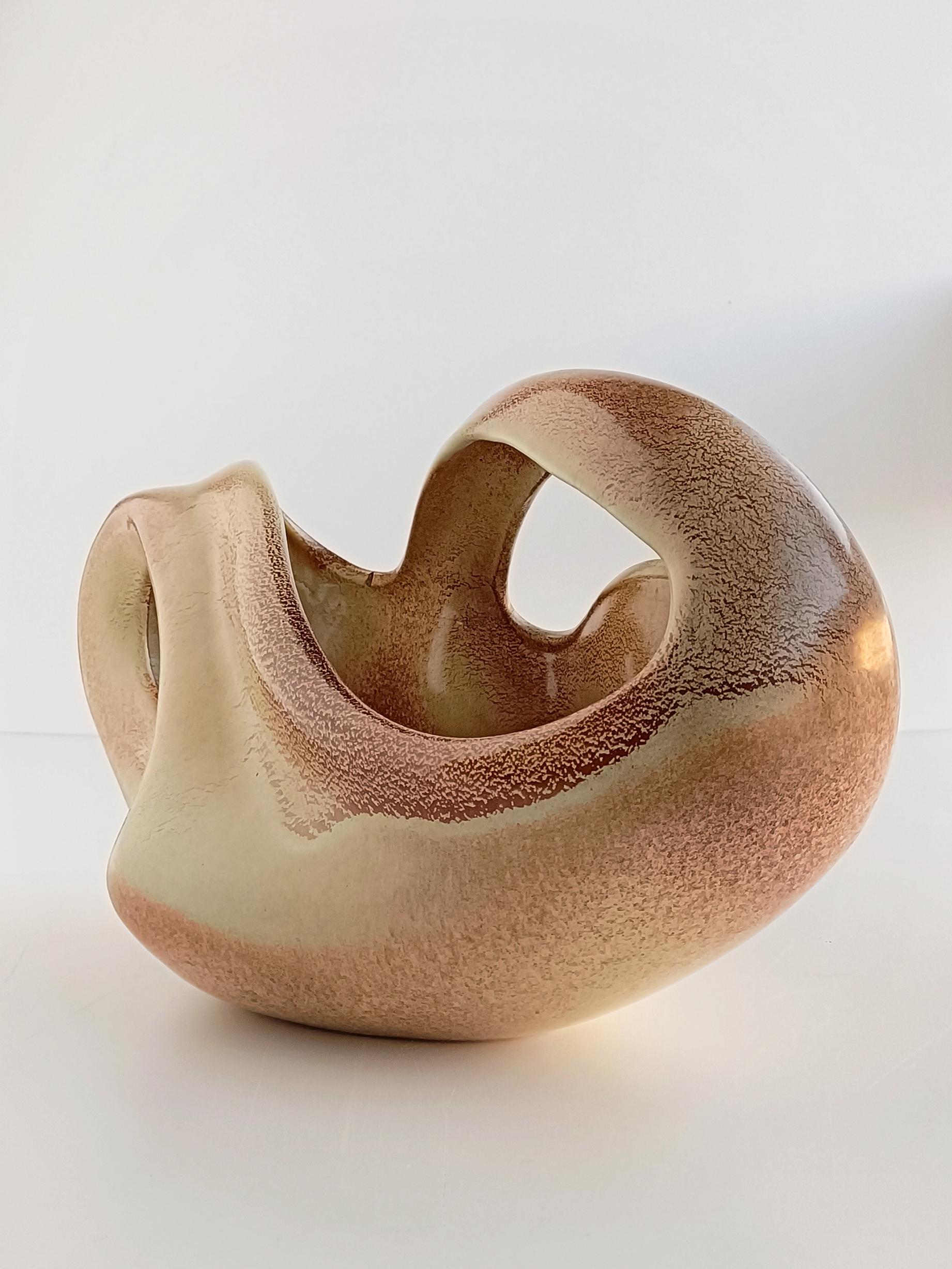 Milieu du XXe siècle Vase sculptural vintage signé Roberto Rigon pour Bertoncello, années 1960 en vente