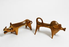 Roberto Rigon Mid-Century Ceramic Rhinoceros Bull Buffalo Bertoncello Italy 70s