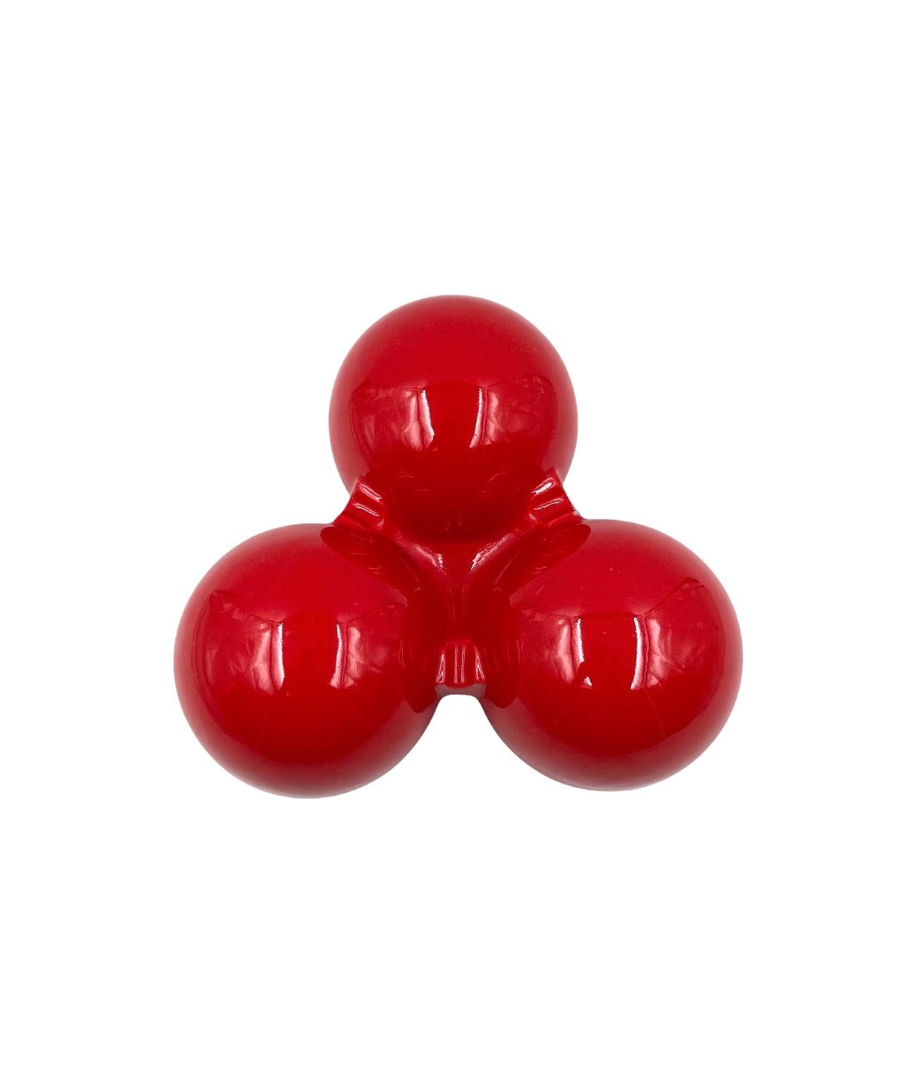 Roberto Rigon, Space age red ceramic ashtray, Bertoncello Italy ca. 1970 in vendita 3