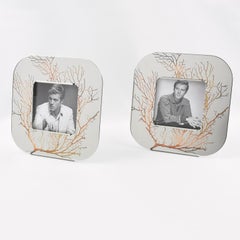 Roberto Sambonet Italy Chrome and Copper Picture Frame Set, Graffiti Collection