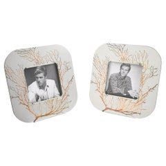 Roberto Sambonet Italy Chrome and Copper Picture Frame Set, Graffiti Collection
