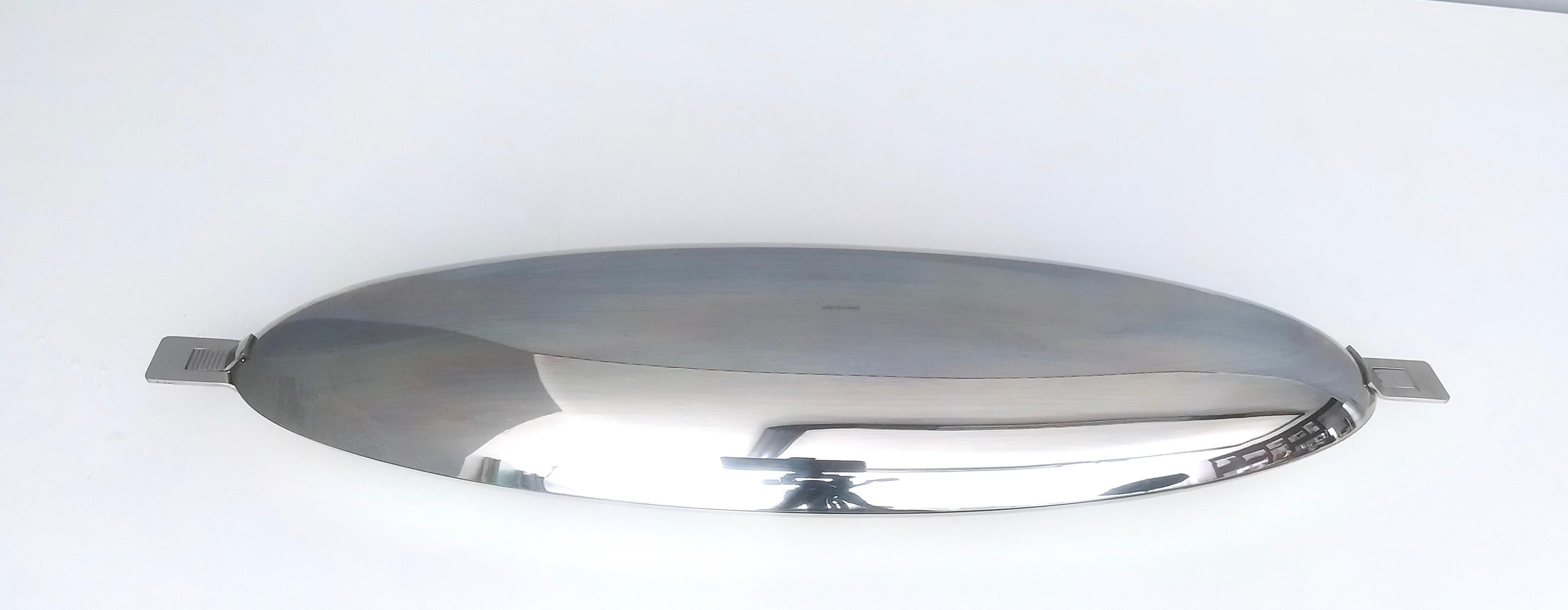 Post-Modern Roberto Sambonet Stainless Steel Fish Poacher with a 1960s Design, Italy, 1980s For Sale