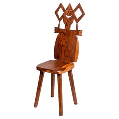 Roberto Sebastian Matta Romborecchio wooden chair, one of two unique pieces, 1970
