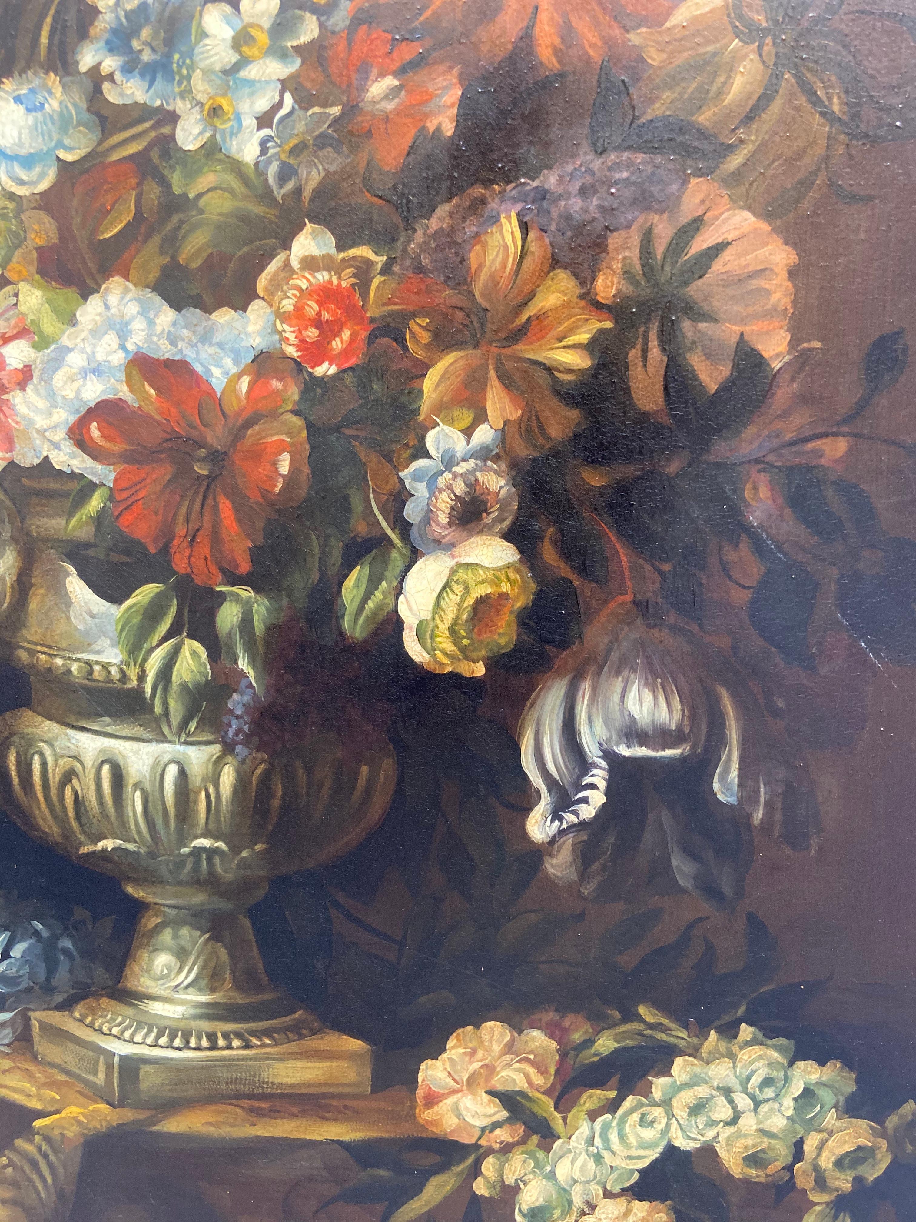 FLOWERS - Dutch Flemish School - Italian Still life Oil on Canvas Painting 9