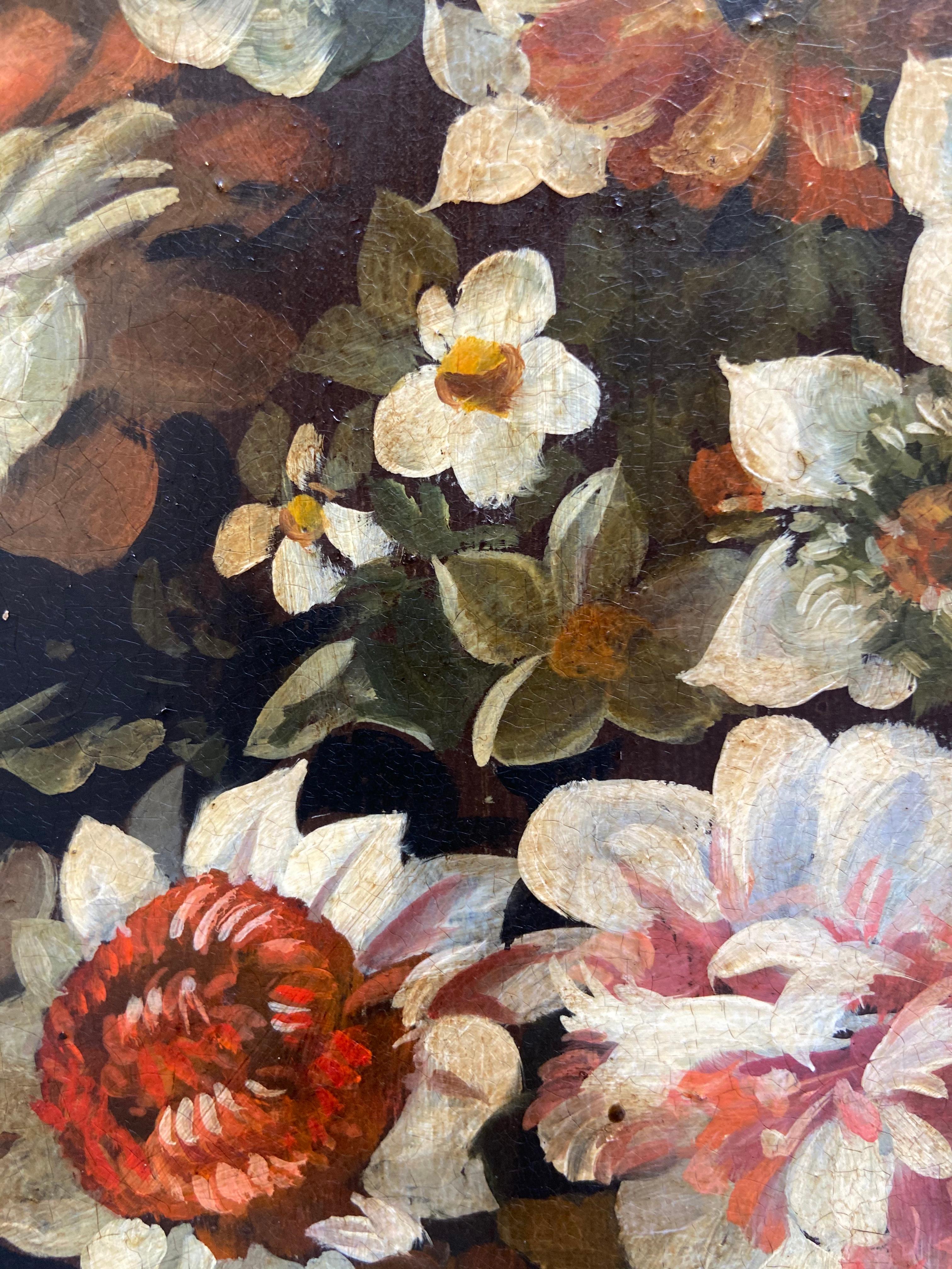 FLOWERS - Dutch Flemish School - Italian Still life Oil on Canvas Painting 10