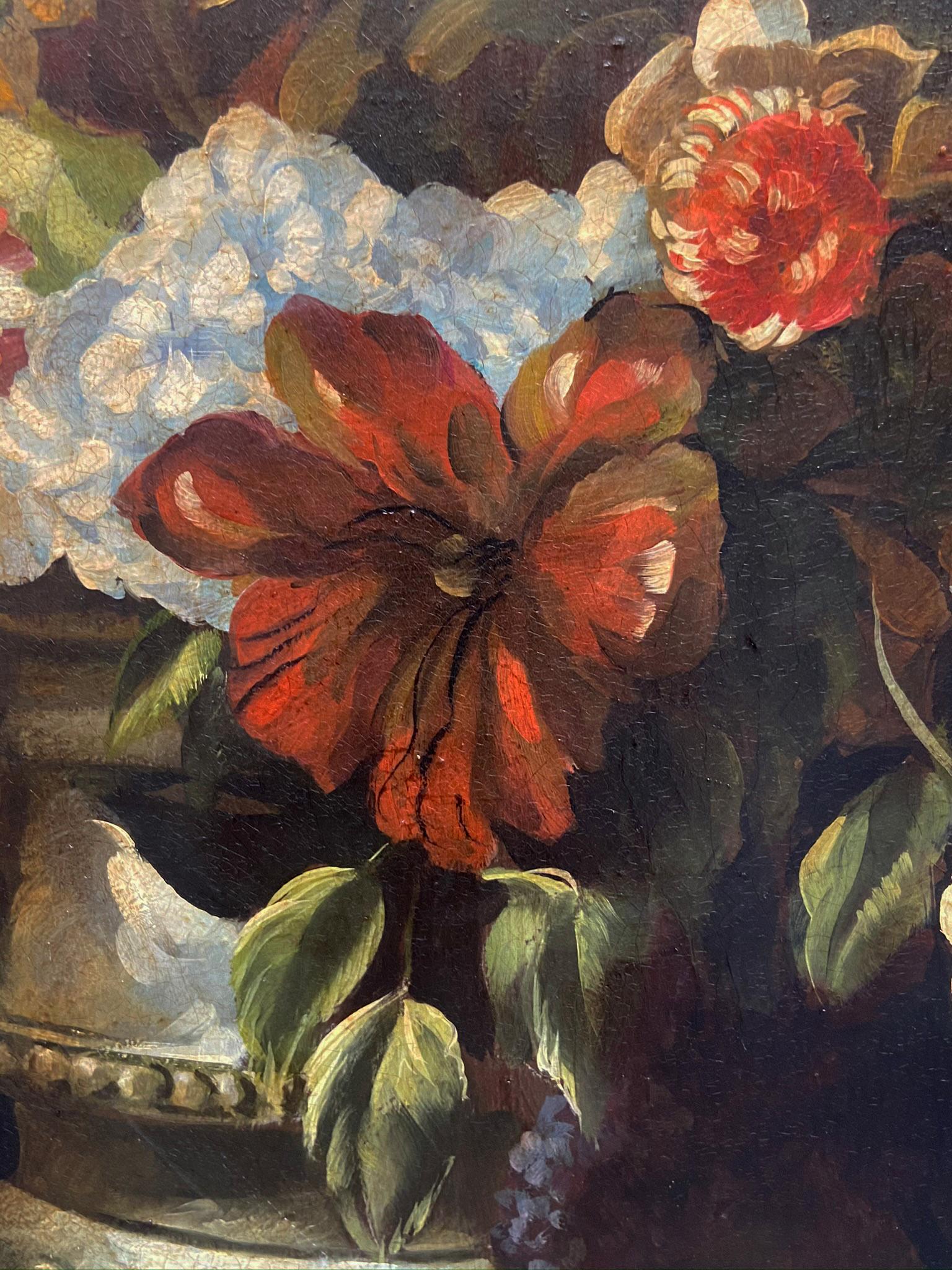 FLOWERS - Dutch Flemish School - Italian Still life Oil on Canvas Painting 4