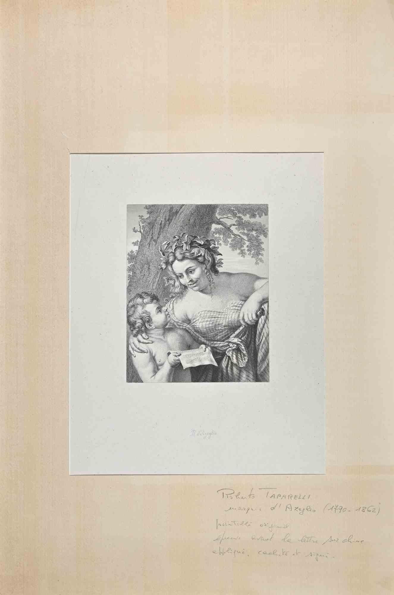 The Music Lesson is a  print realized by Roberto Taparelli(1790-1862) in the 19th Century.

Lithograph on paper.

Included a Passepartout:56 x 38 cm.

Good conditions.