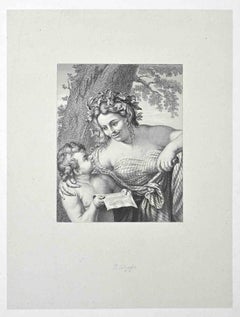Antique The Music Lesson - Lithograph By Roberto Taparelli - 19th Century