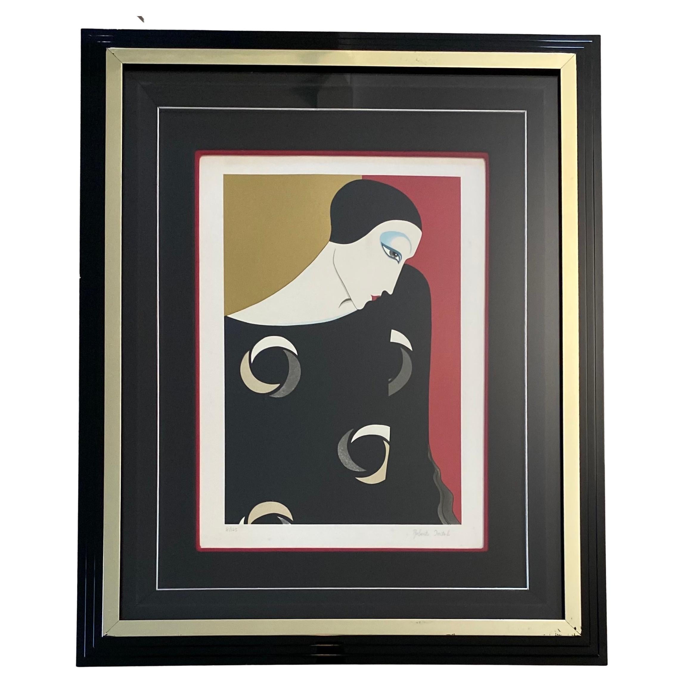 Roberto Tortoli Litografia a colori Art Deco alla maniera di Erté