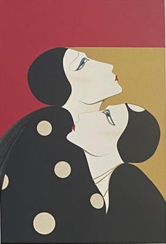 Roberto Tortoli Litografía en color francesa de estilo Art Déco