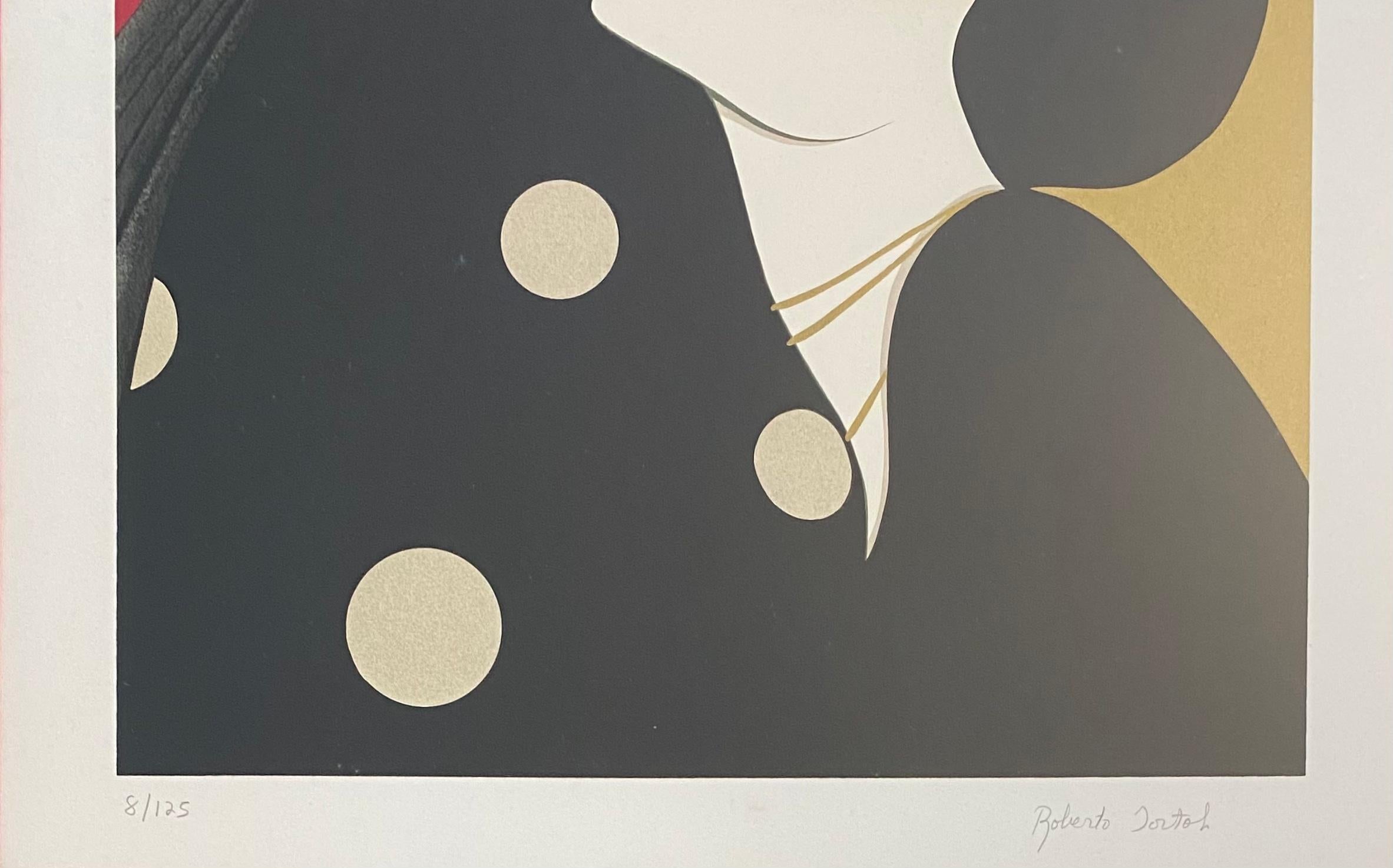 American Roberto Tortoli French Art Deco Style Color Lithograph For Sale