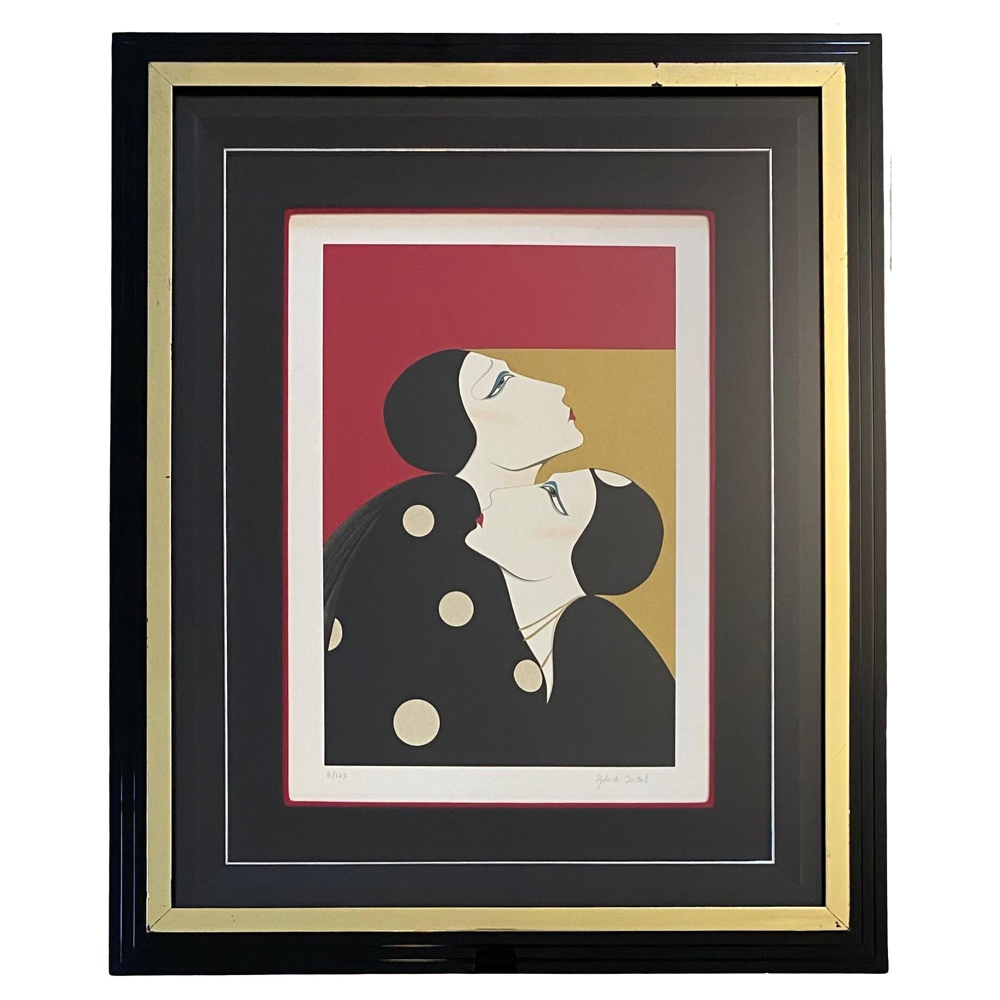 Roberto Tortoli French Art Deco Style Color Lithograph For Sale